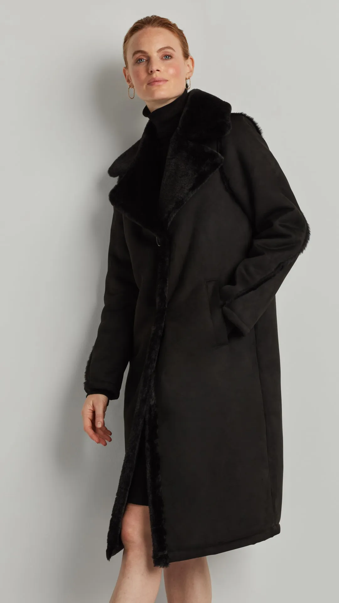 TWO-BUTTON LUXE SHEARLING COAT