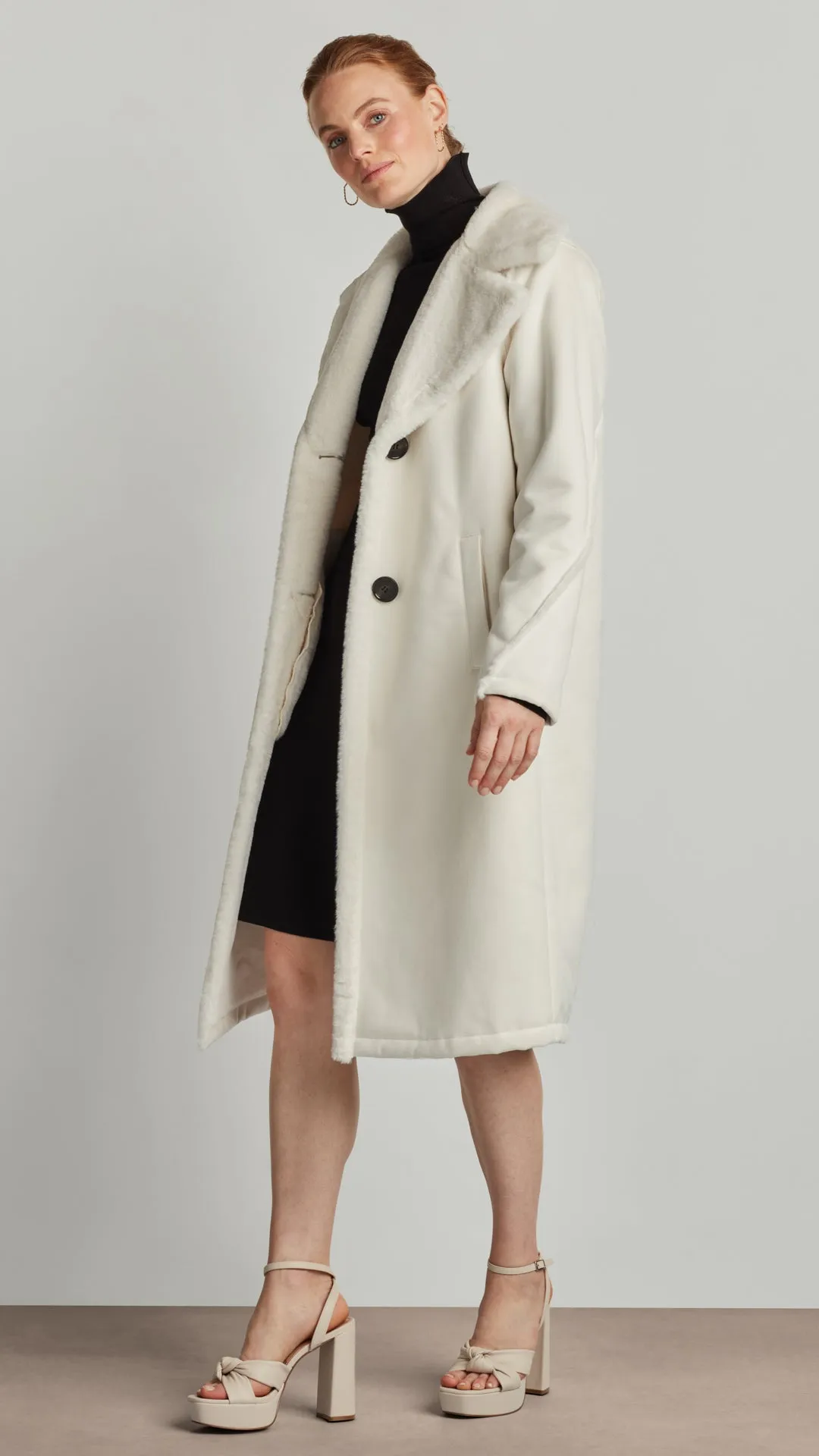 TWO-BUTTON LUXE SHEARLING COAT