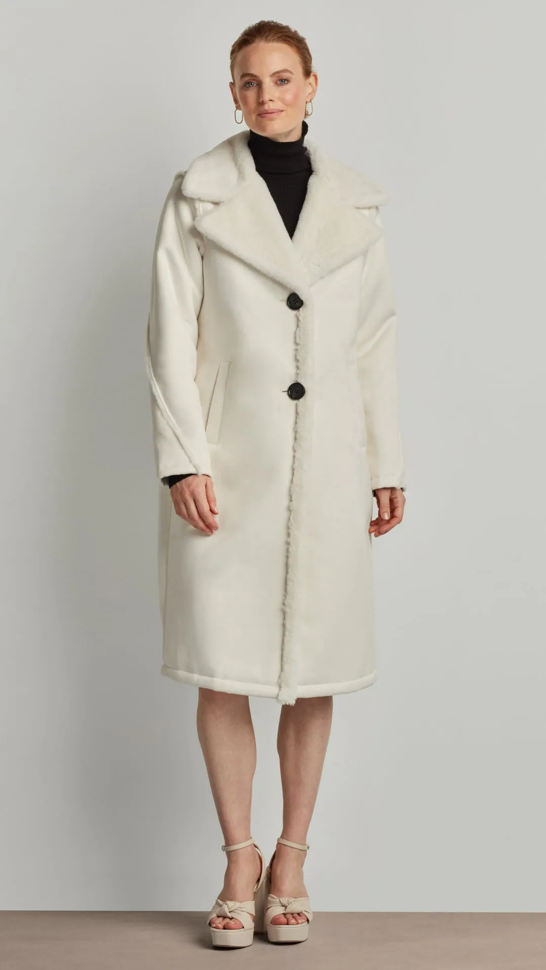 TWO-BUTTON LUXE SHEARLING COAT