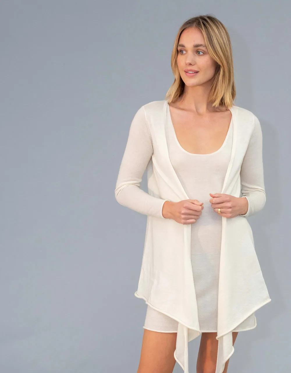 Ultrafine Cashmere Cruise Cardigan in Ivory