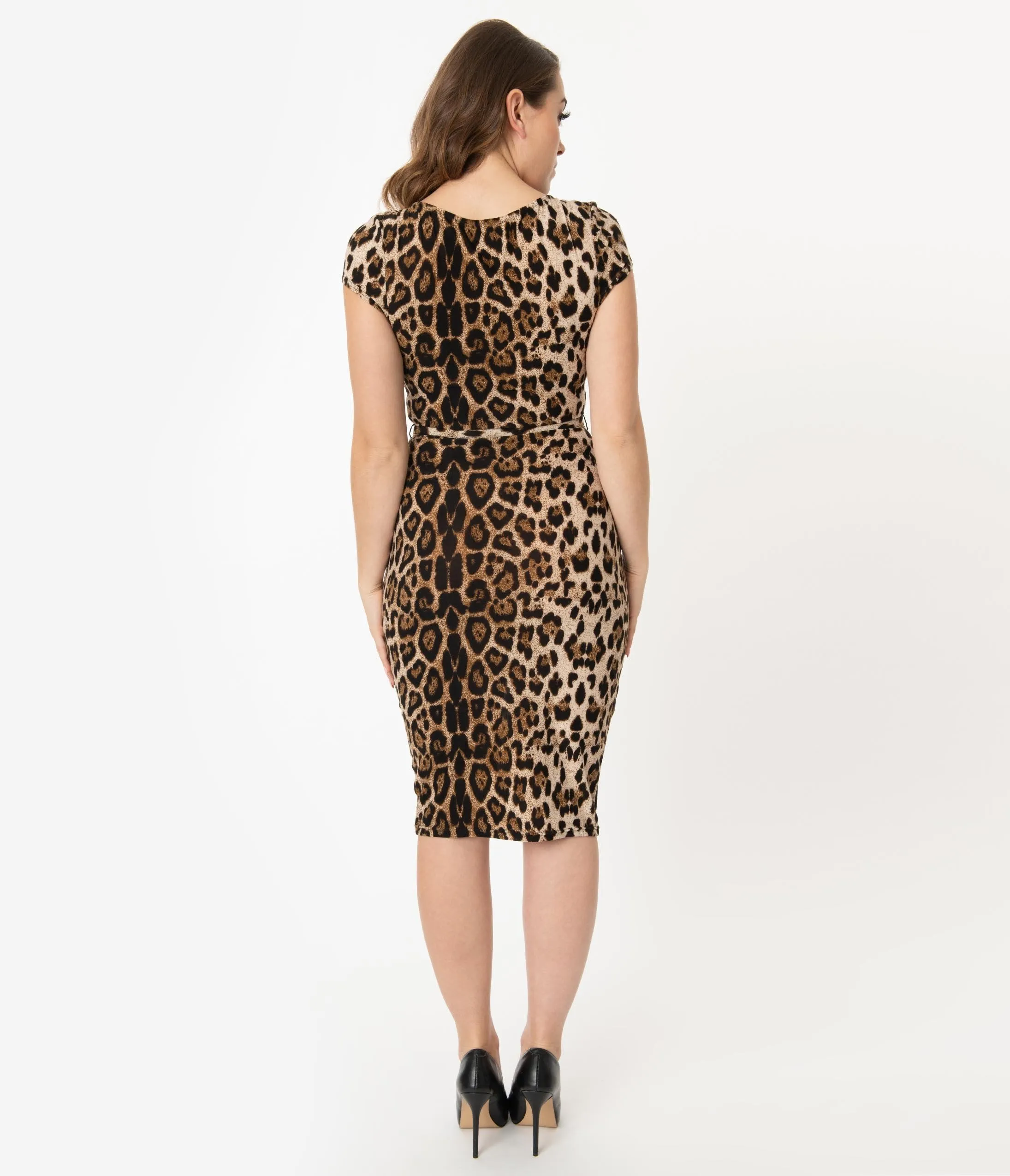 Unique Vintage 1950s Leopard Print Sweetheart Dianne Wiggle Dress