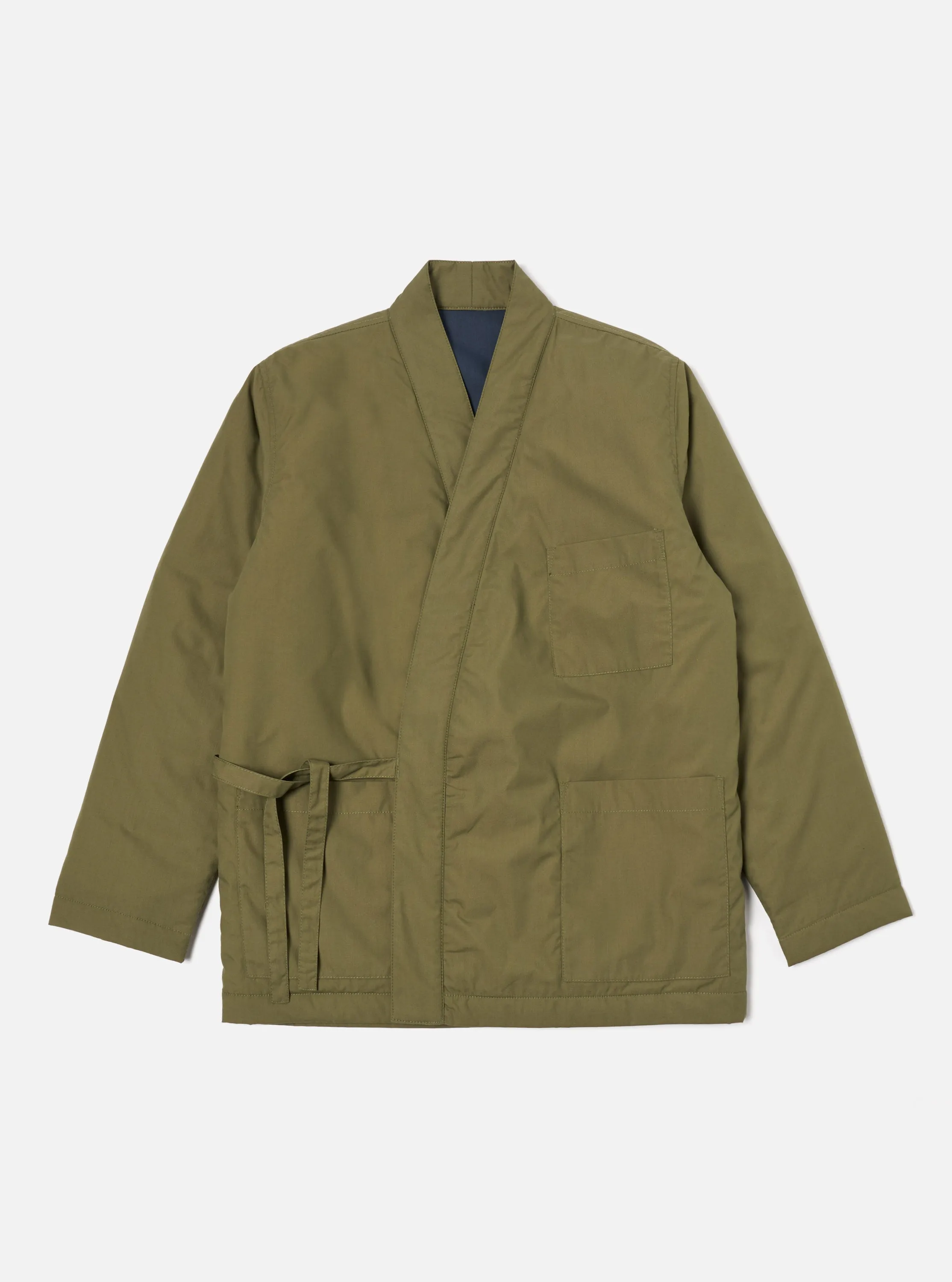 Universal Works Reversible Kyoto Work Jacket in Olive/Navy Recycled Polytech