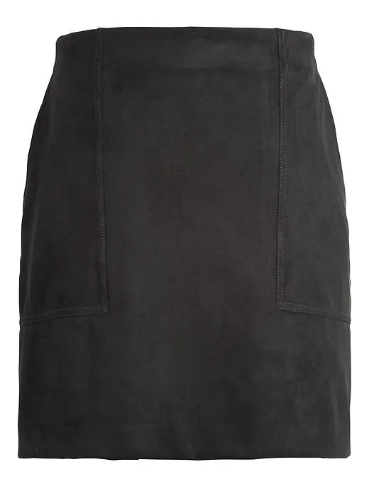 Vegan Suede Mini Skirt in Black