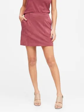 Vegan Suede Mini Skirt In Ruby Rose Pink