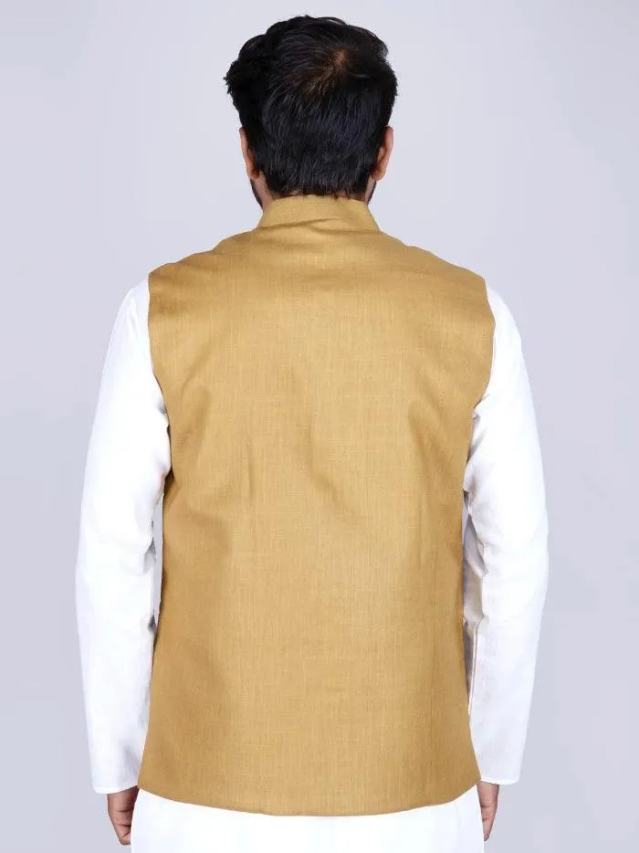 Vegas Gold Color Handwoven Cotton Modi Jacket