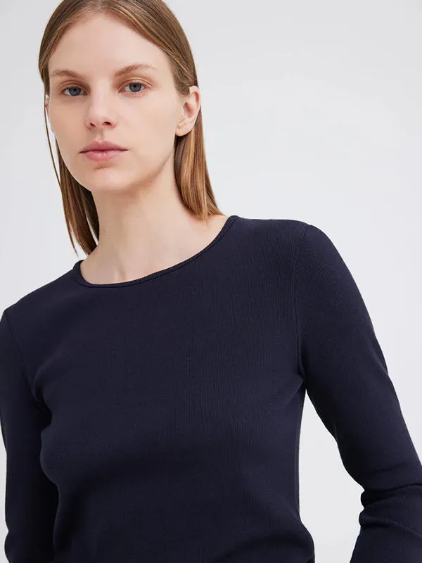 Vere Long Sleeve Top in Darkest Navy