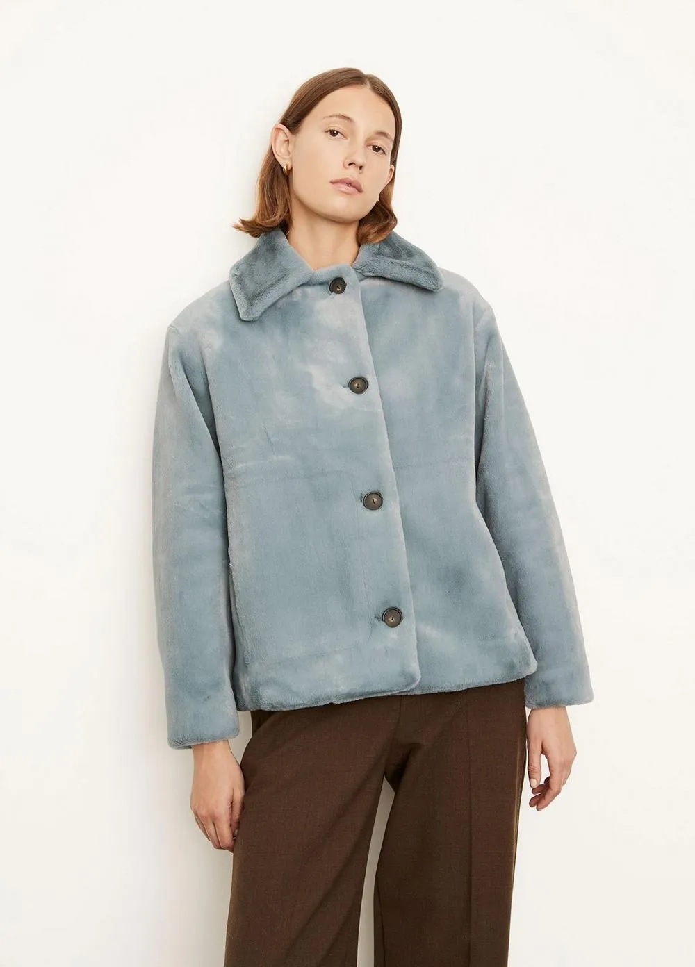 Vince - Plush Casual Jacket in Steel Blue