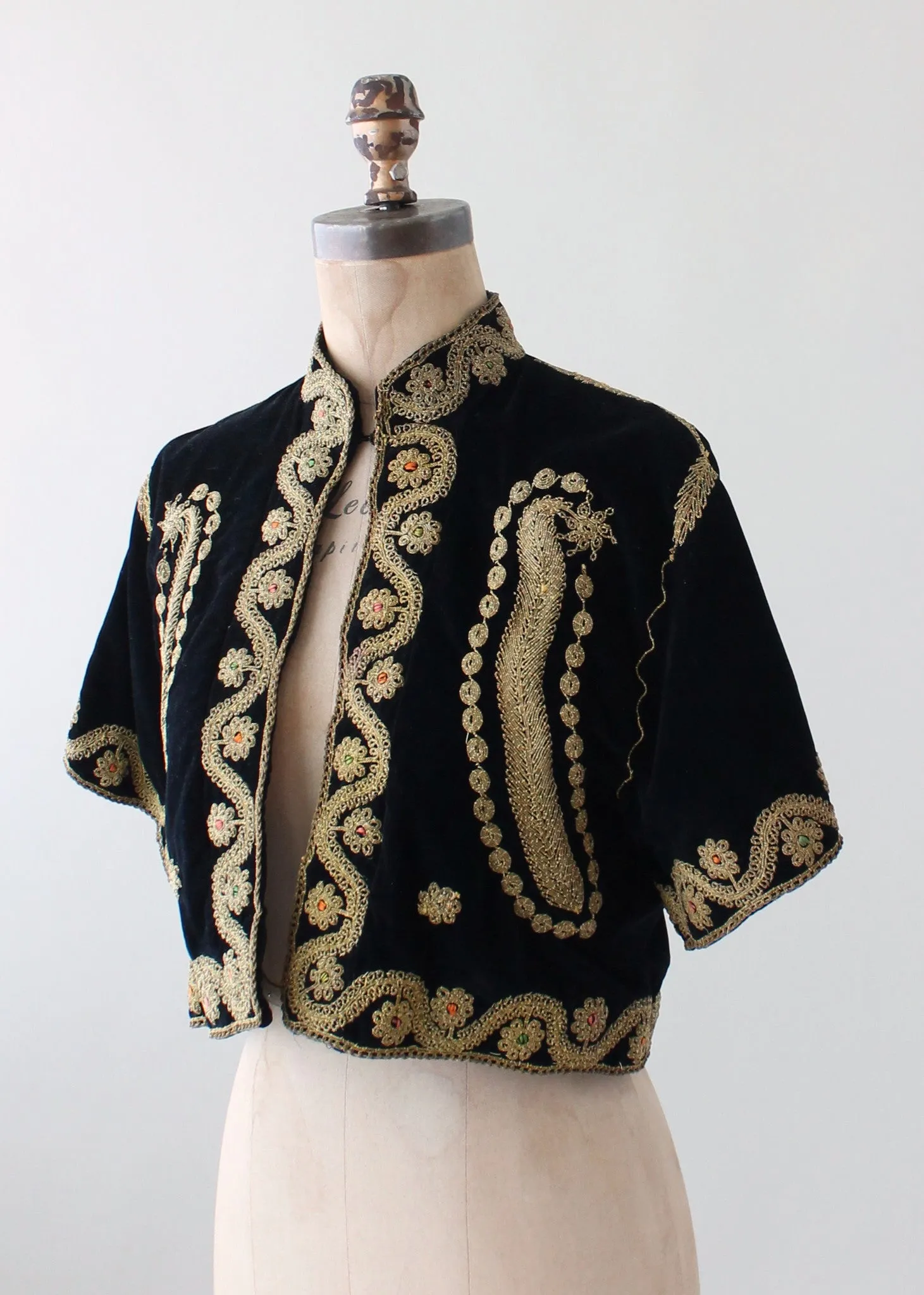 Vintage 1940s Embroidered Velvet Palestinian Jacket