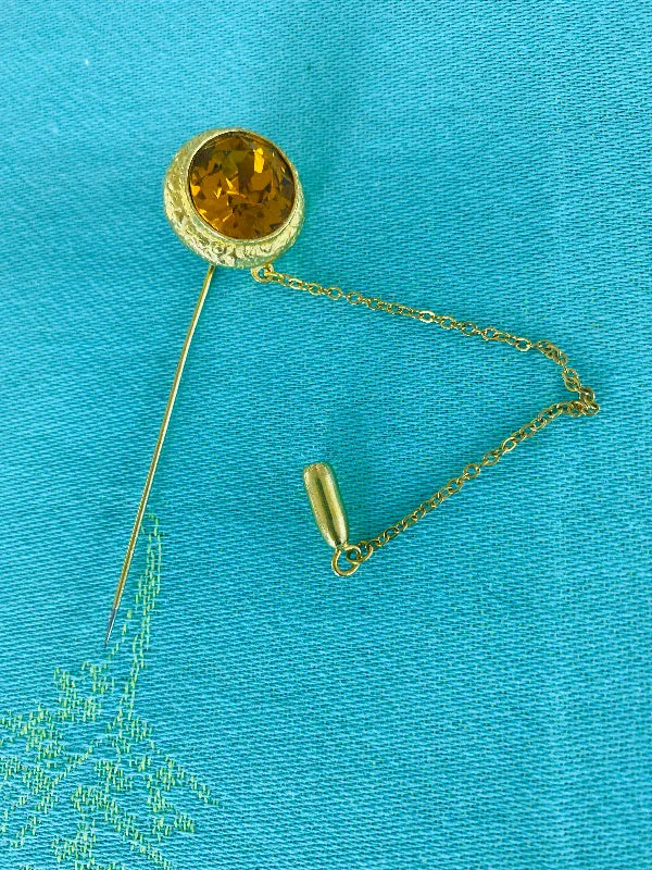 Vintage Costume Gold and Citrine Stick Pin