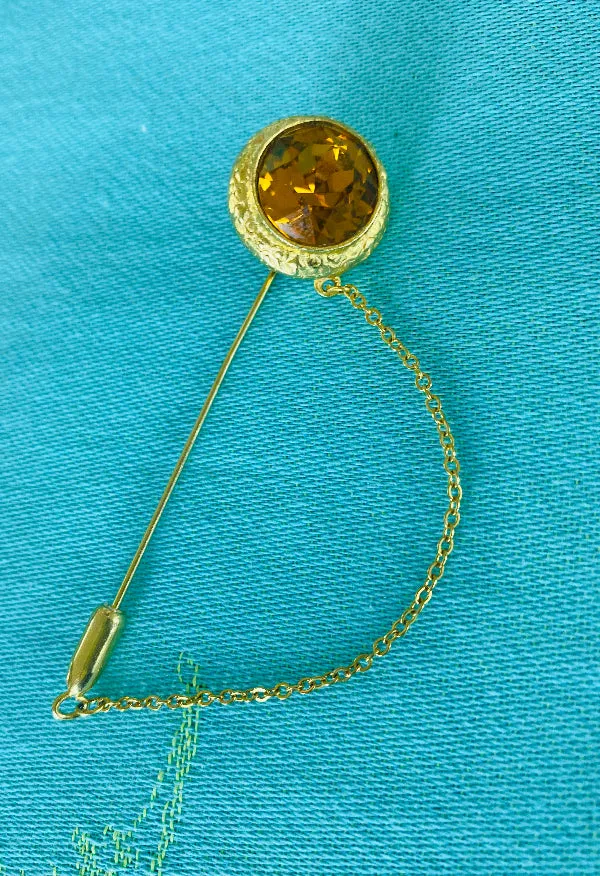 Vintage Costume Gold and Citrine Stick Pin