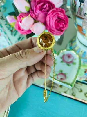 Vintage Costume Gold and Citrine Stick Pin