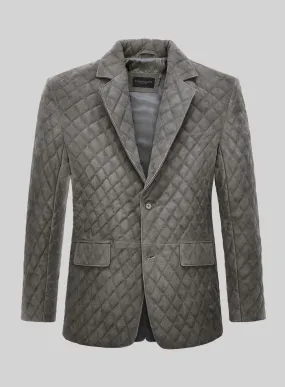 Vintage Dirty Gray Bocelli Quilted Leather Blazer