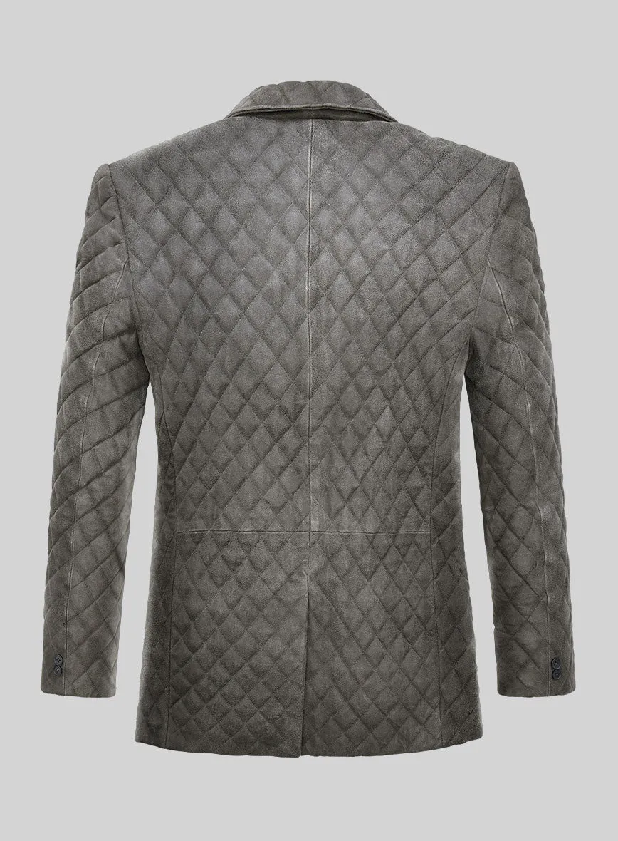 Vintage Dirty Gray Bocelli Quilted Leather Blazer