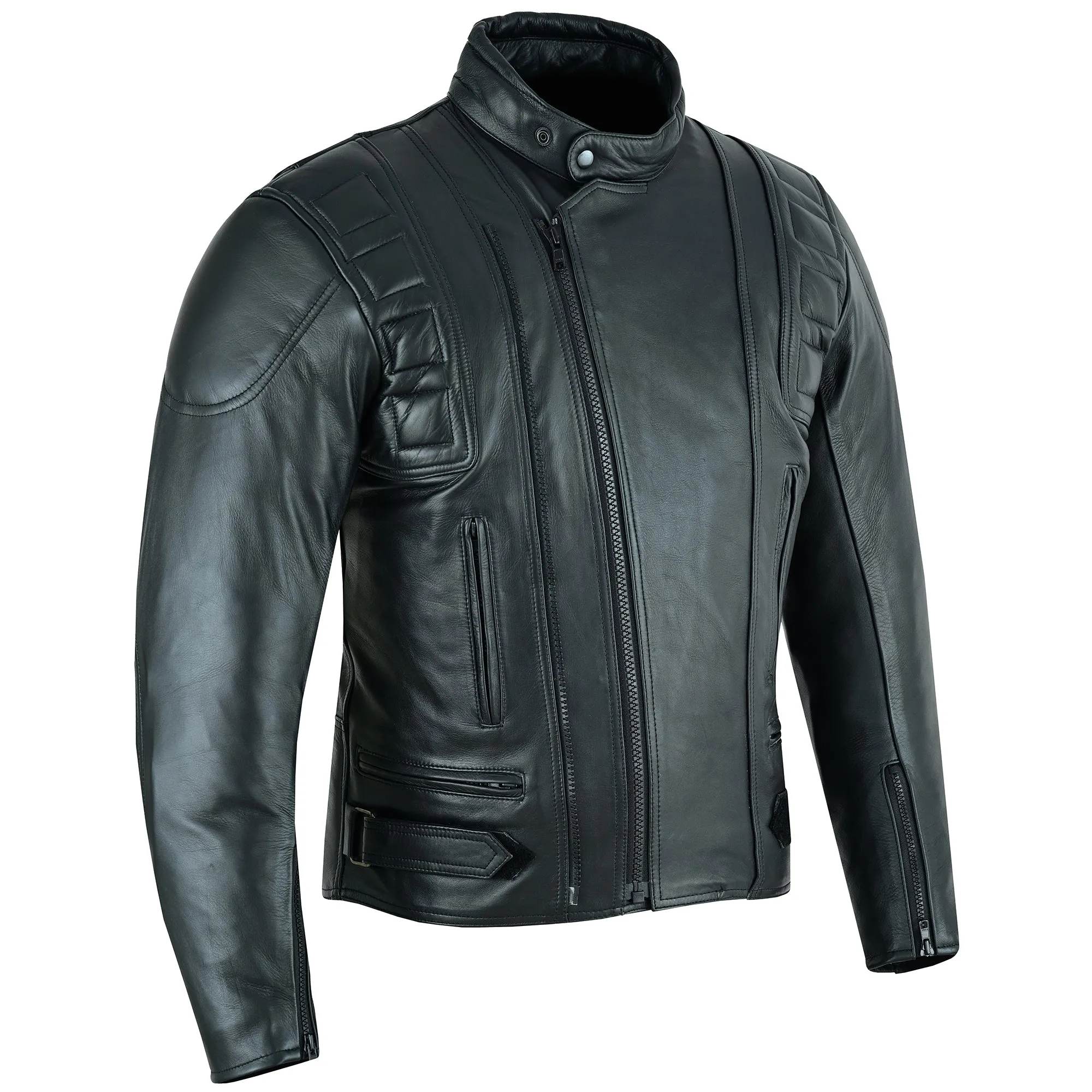 Warrior Gears® Mens Double Zipper Nappa Cowhide Real Leather Motorcycle Jacket | Premium CE Armoured Bikers Jacket (Copy)