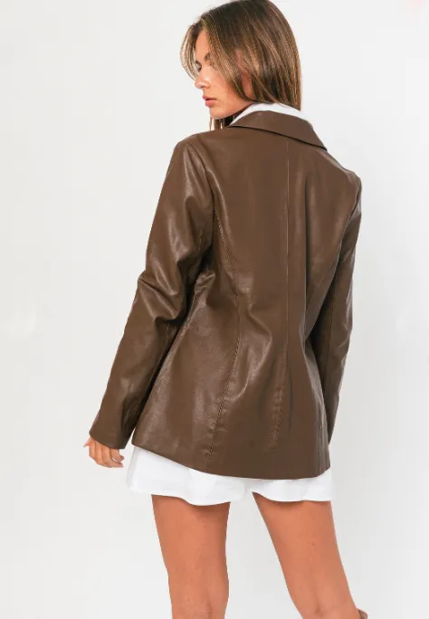 Weekends In France Leather Jacket - Brown