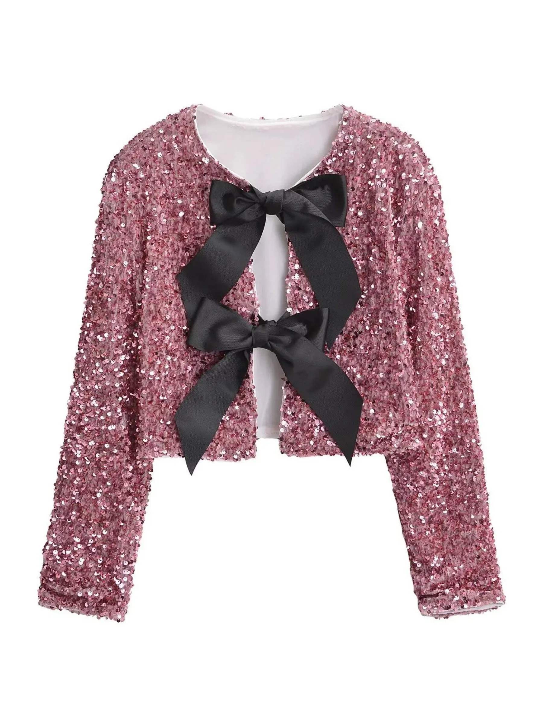 Wenkouban-Winter Outfits Christmas Wendy Sequin Bow Jacket