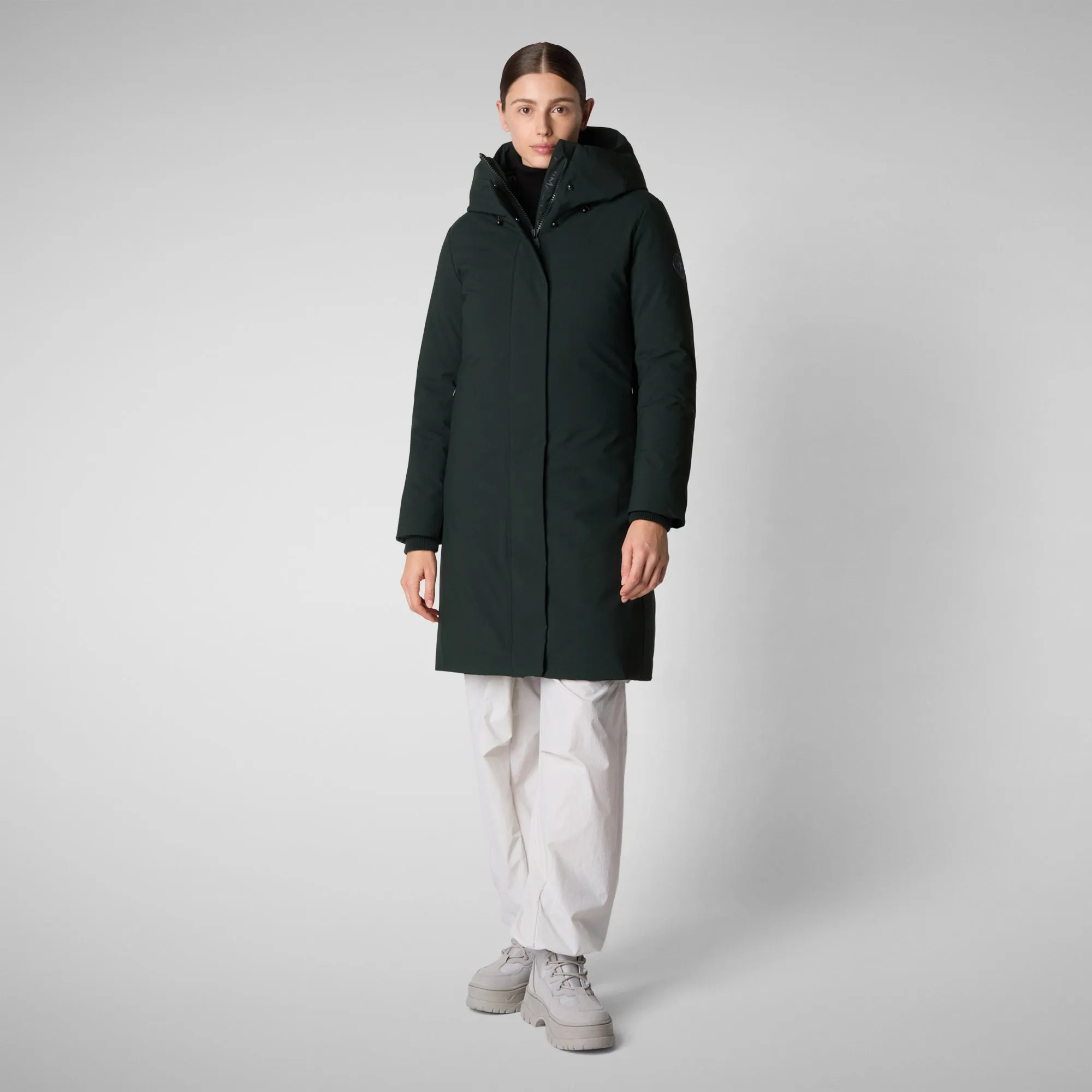 Woman's hooded parka Sienna in green black