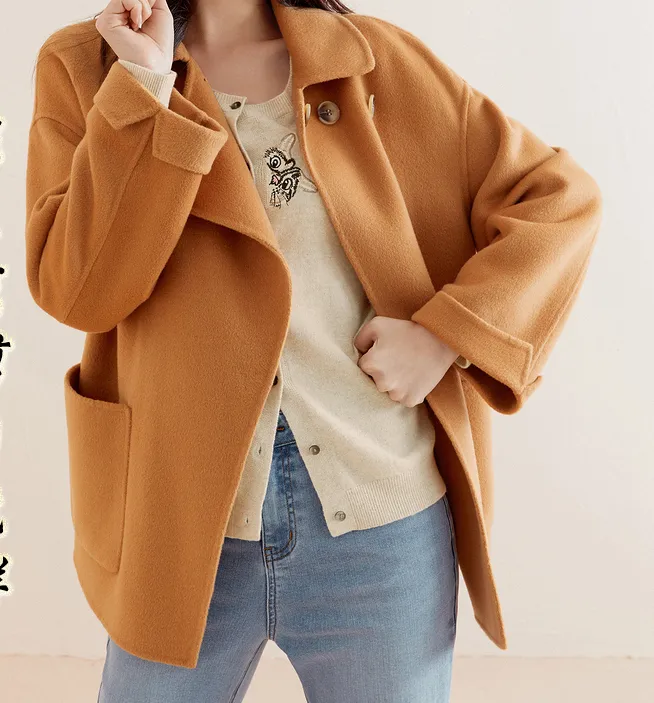 Women Coat Handmade Coat, Double Face Wool Women Coat Jacket /3550