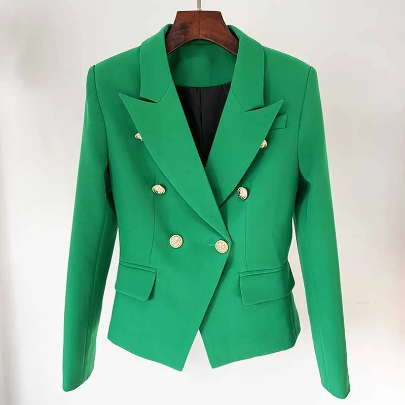 Women Emerald Green Coat Long Sleeves blazer jackets Double Breasted Coat