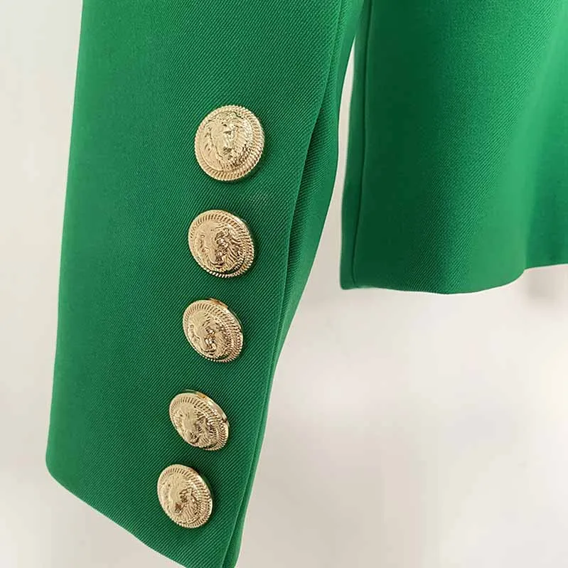 Women Emerald Green Coat Long Sleeves blazer jackets Double Breasted Coat