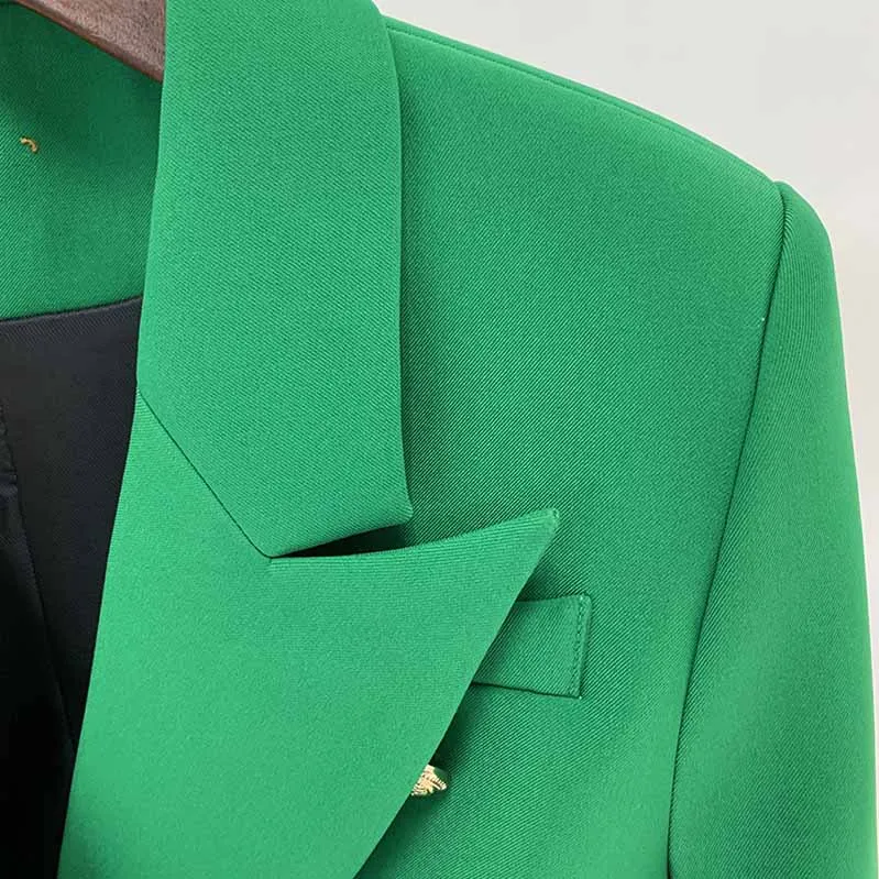 Women Emerald Green Coat Long Sleeves blazer jackets Double Breasted Coat