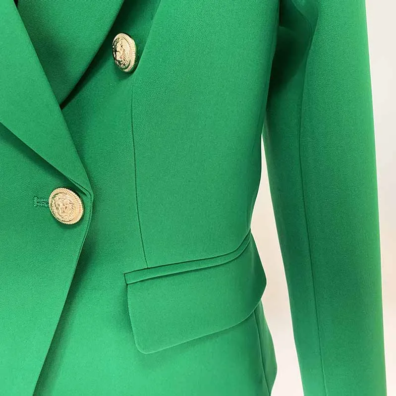 Women Emerald Green Coat Long Sleeves blazer jackets Double Breasted Coat