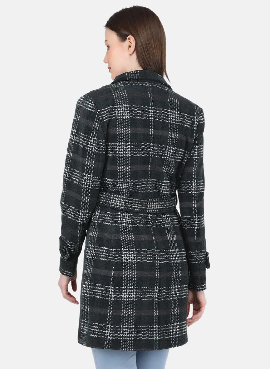 Women Green Check Coat