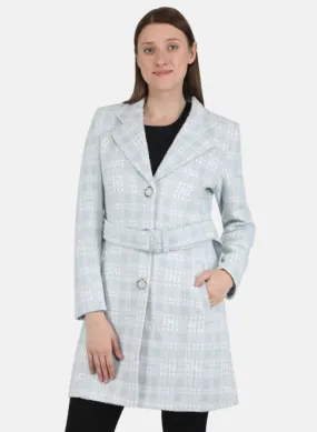 Women Sky Blue Jaquard Coat