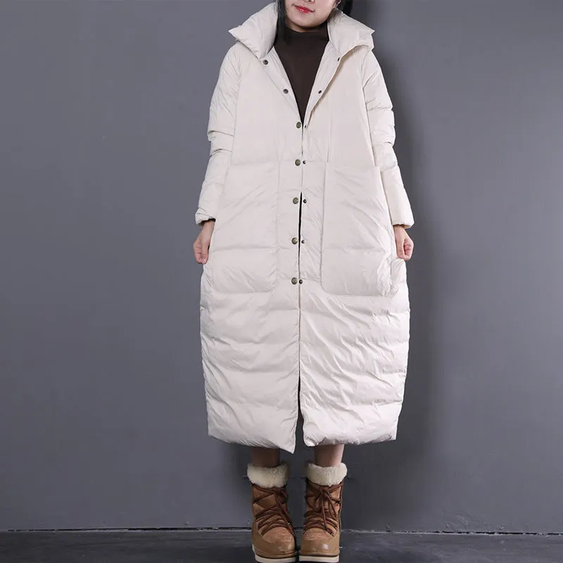 Women Winter Puffer Coat Long Large Pockets Down Coat Hooded Coats/2211