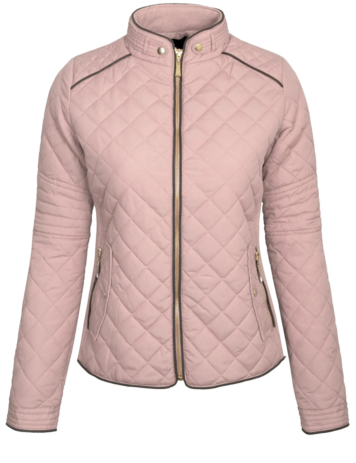 Womens Quilted Fully Lined Lightweight Zip Up Jacket S-3X