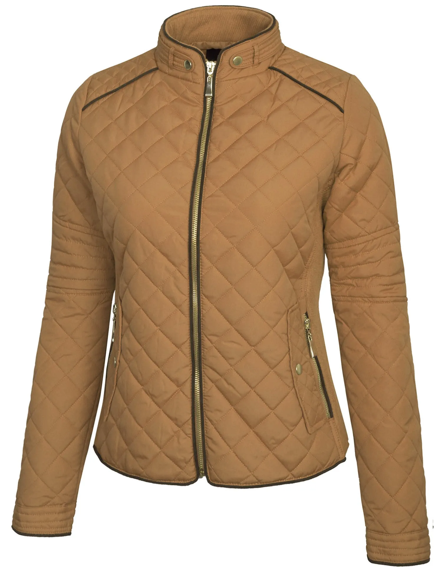 Womens Quilted Fully Lined Lightweight Zip Up Jacket S-3X