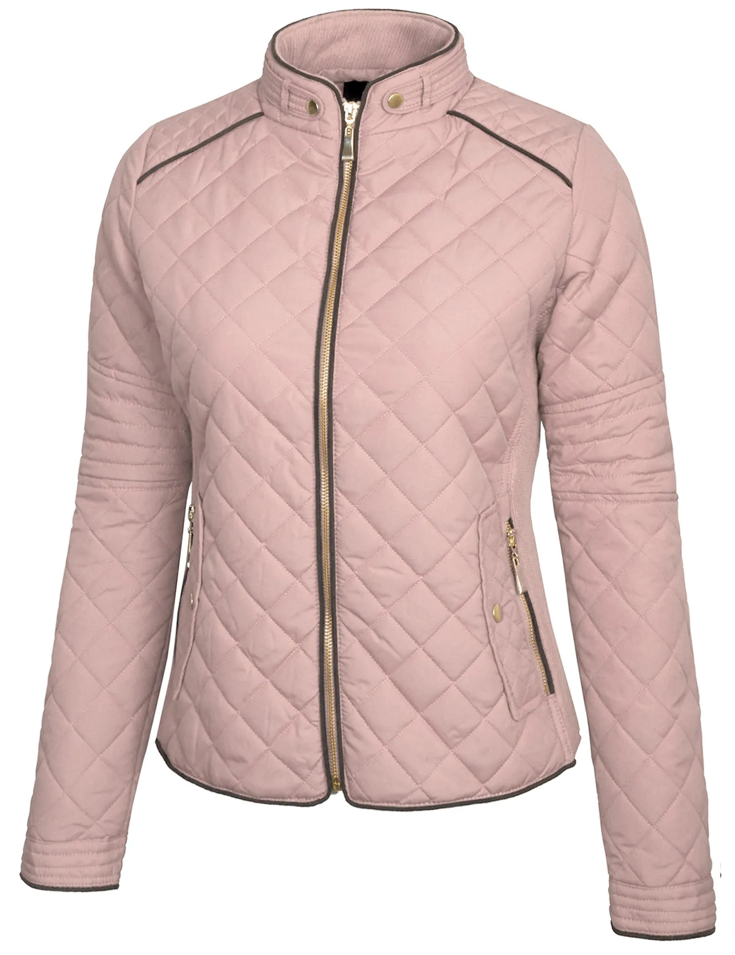 Womens Quilted Fully Lined Lightweight Zip Up Jacket S-3X