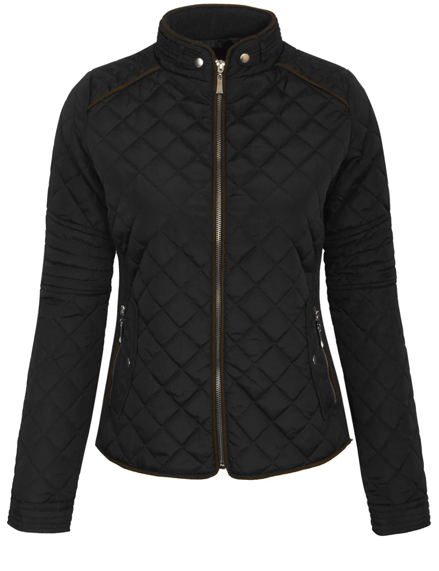 Womens Quilted Fully Lined Lightweight Zip Up Jacket S-3X