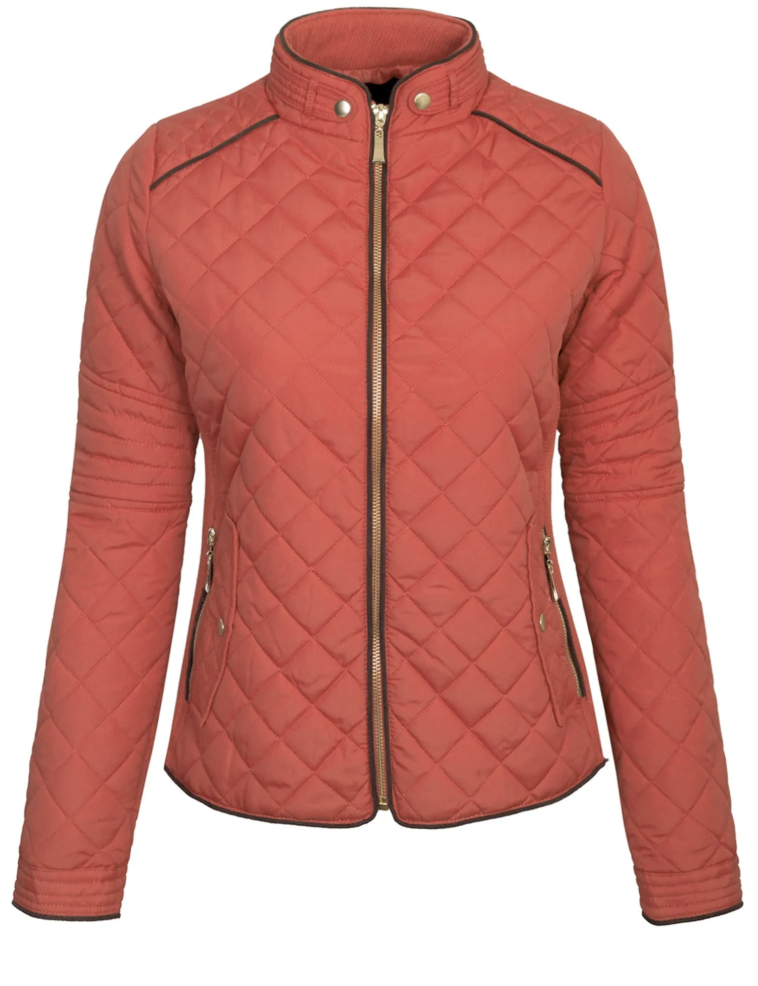 Womens Quilted Fully Lined Lightweight Zip Up Jacket S-3X