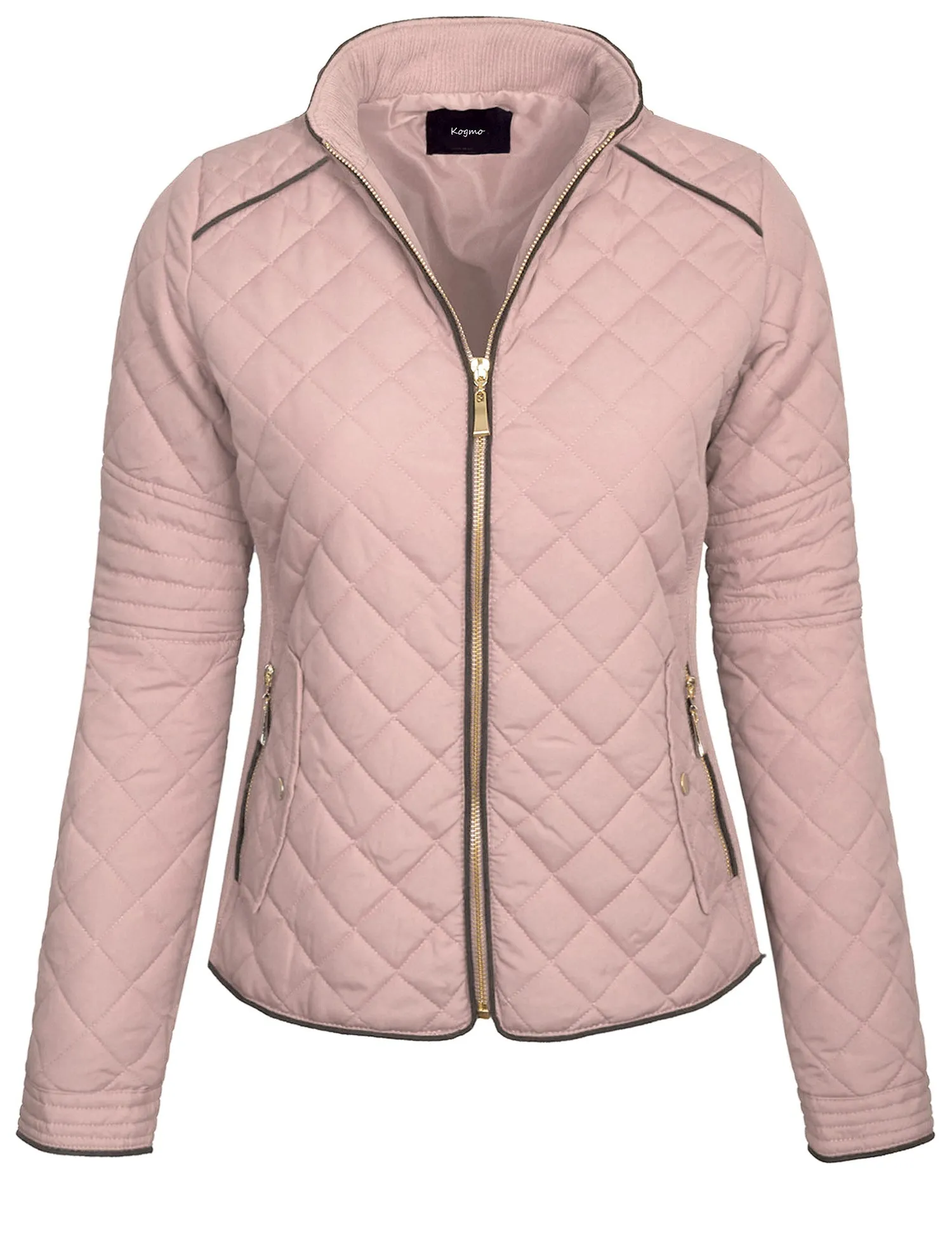 Womens Quilted Fully Lined Lightweight Zip Up Jacket S-3X