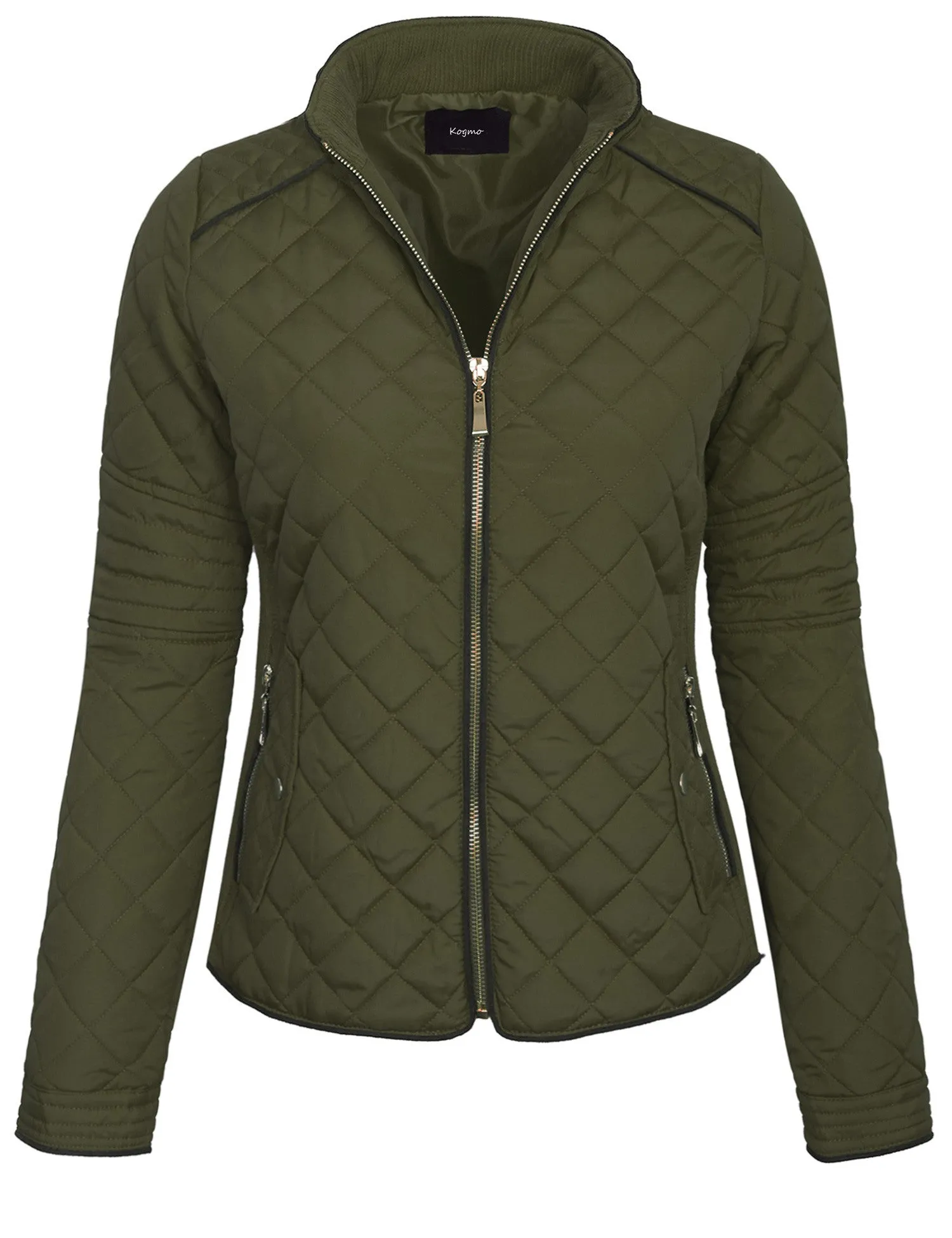 Womens Quilted Fully Lined Lightweight Zip Up Jacket S-3X