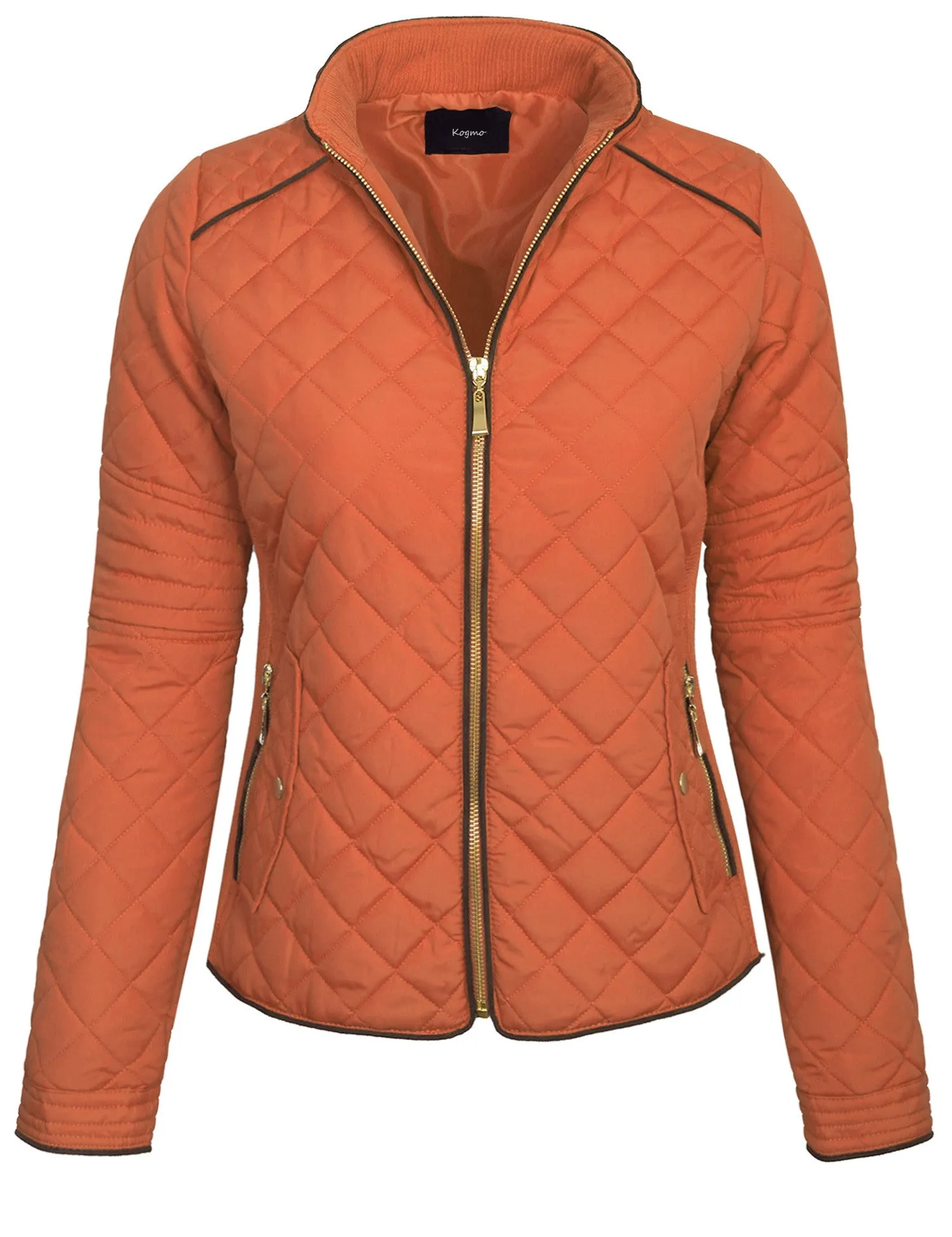 Womens Quilted Fully Lined Lightweight Zip Up Jacket S-3X