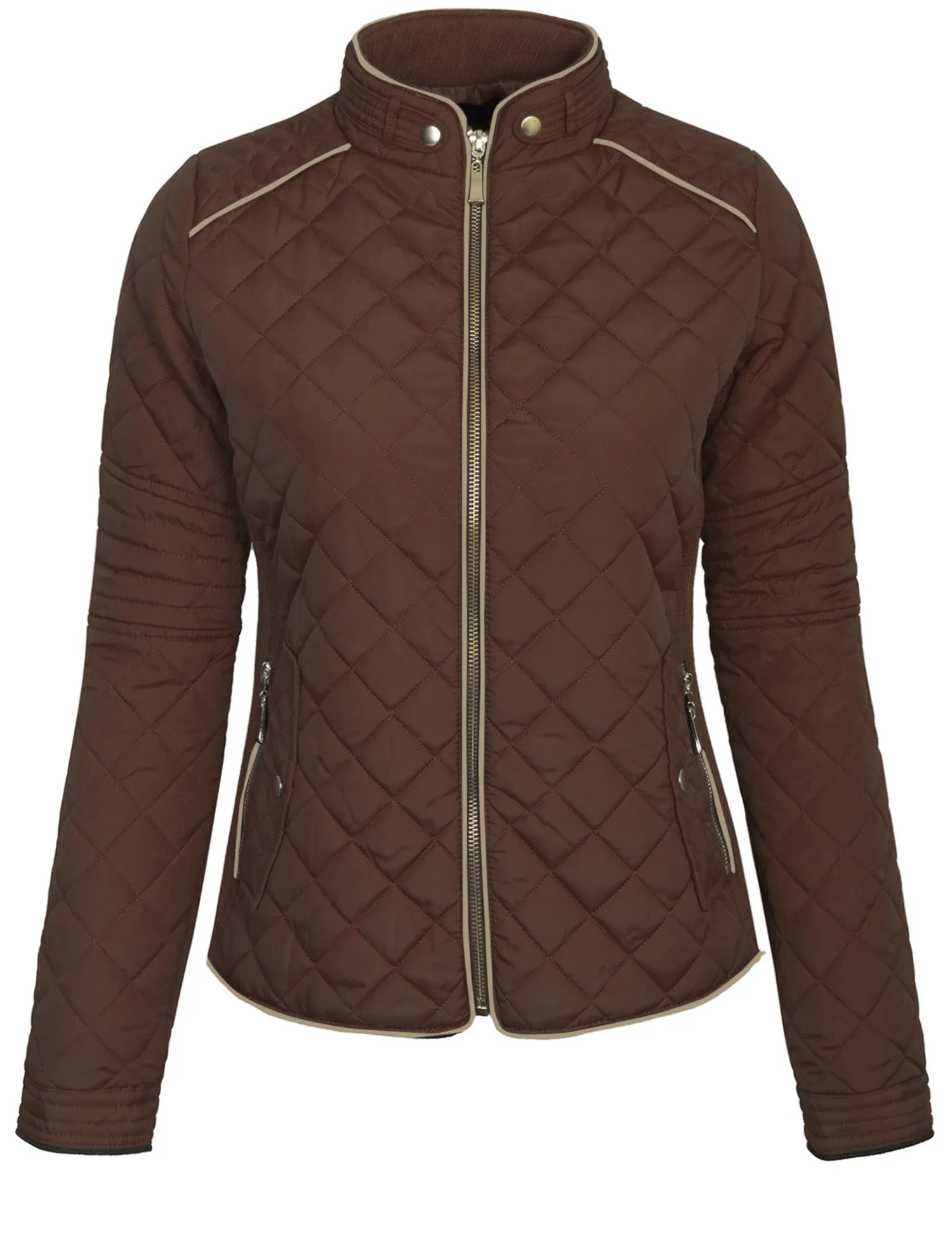 Womens Quilted Fully Lined Lightweight Zip Up Jacket S-3X