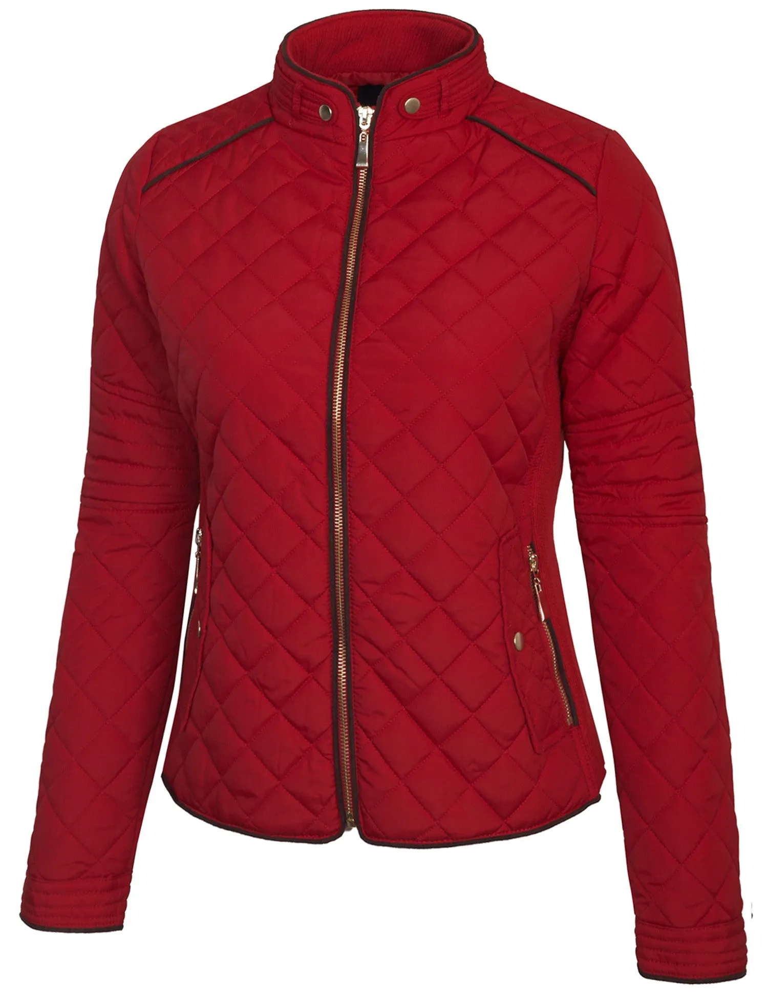 Womens Quilted Fully Lined Lightweight Zip Up Jacket S-3X