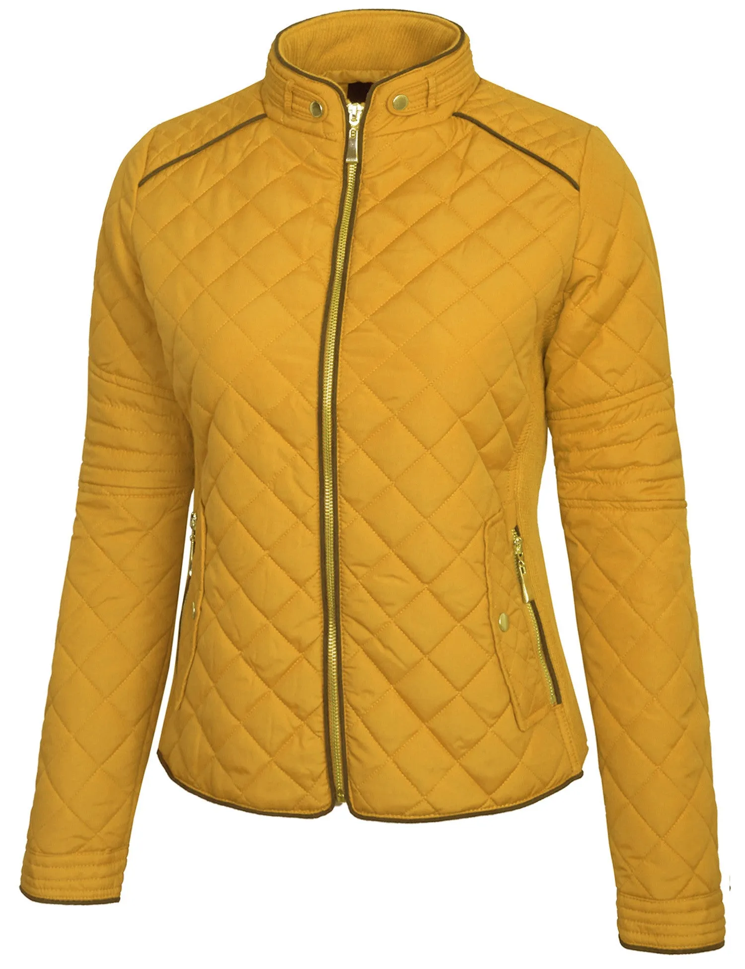 Womens Quilted Fully Lined Lightweight Zip Up Jacket S-3X