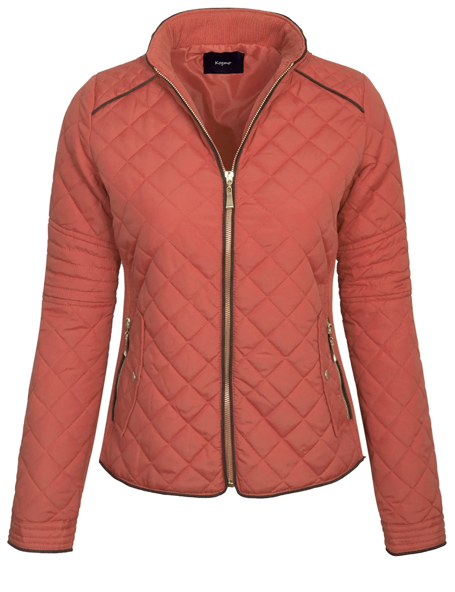 Womens Quilted Fully Lined Lightweight Zip Up Jacket S-3X