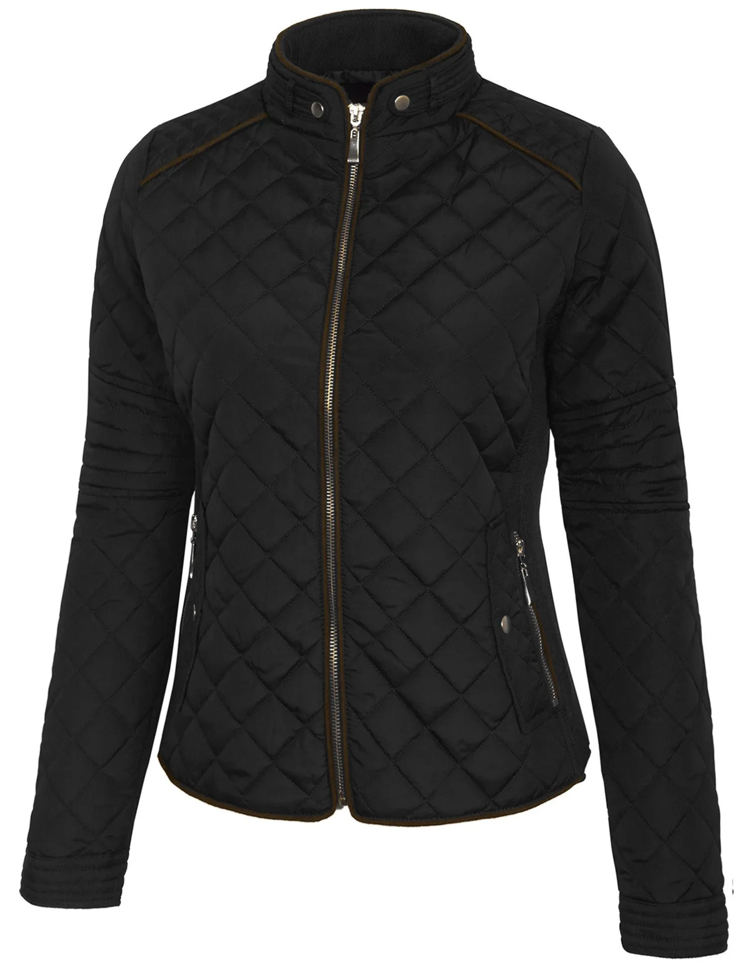 Womens Quilted Fully Lined Lightweight Zip Up Jacket S-3X