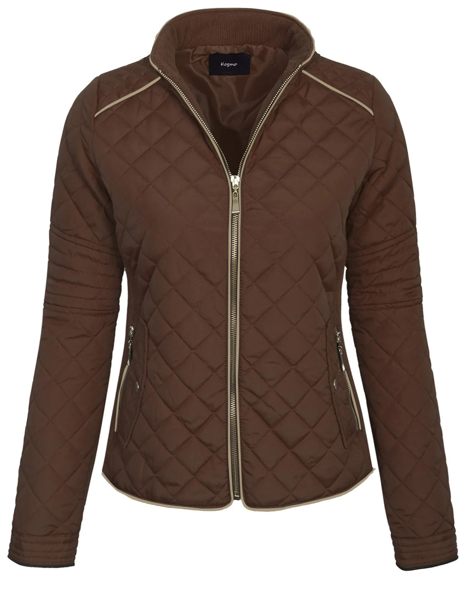 Womens Quilted Fully Lined Lightweight Zip Up Jacket S-3X