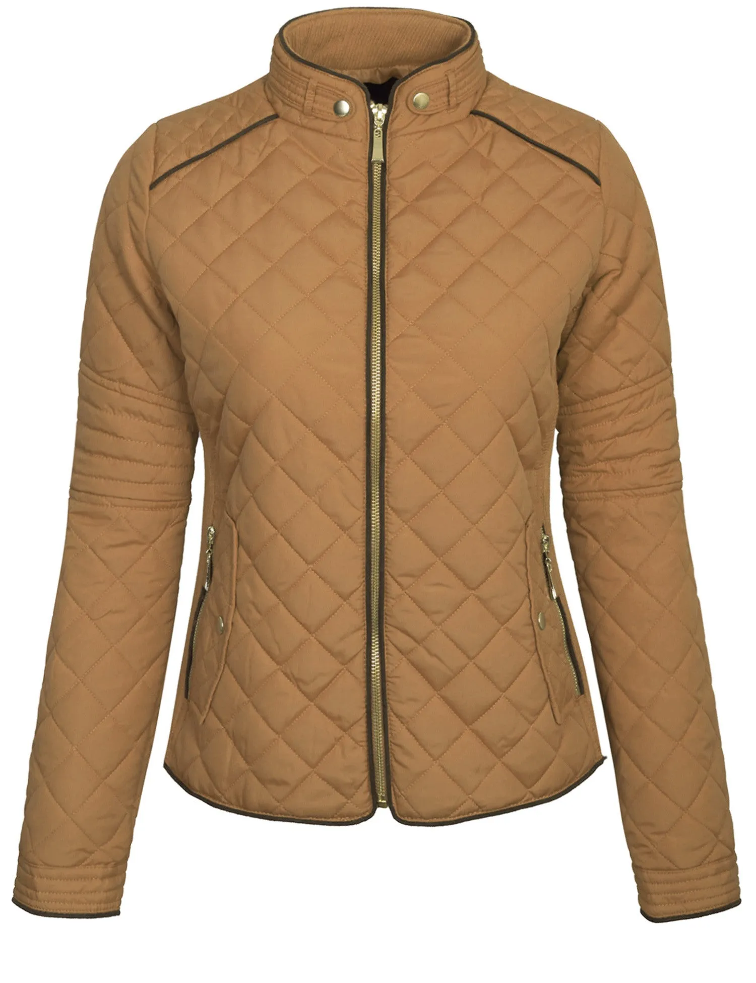 Womens Quilted Fully Lined Lightweight Zip Up Jacket S-3X