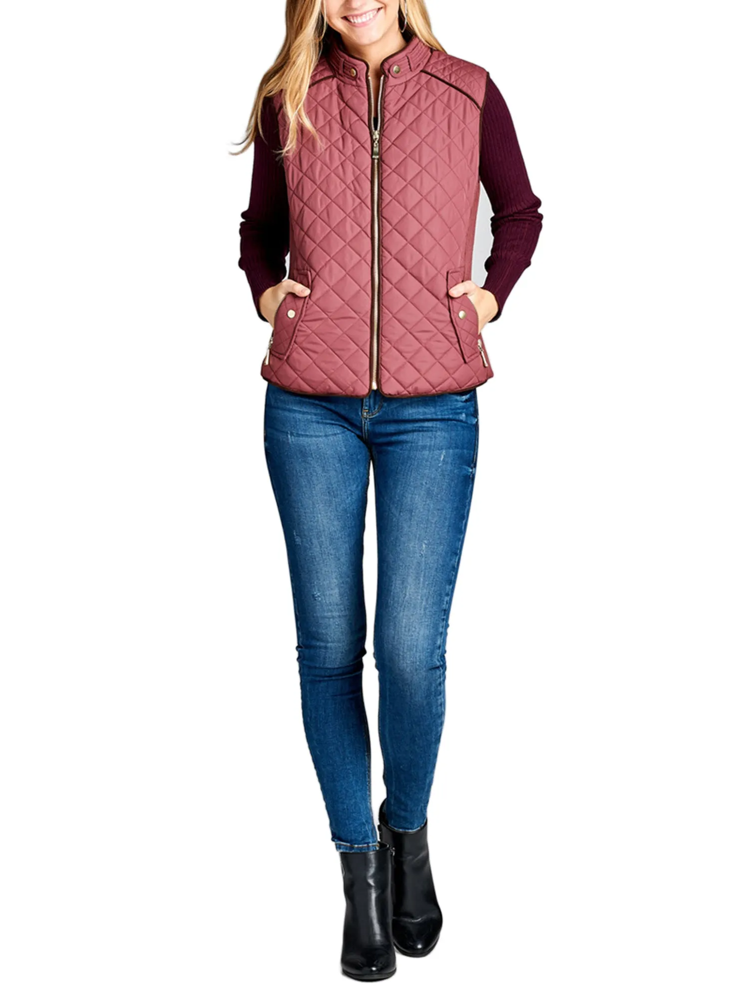 Womens Quilted Vest Fully Lined Lightweight Padded Vest Plus Size (S-3X)