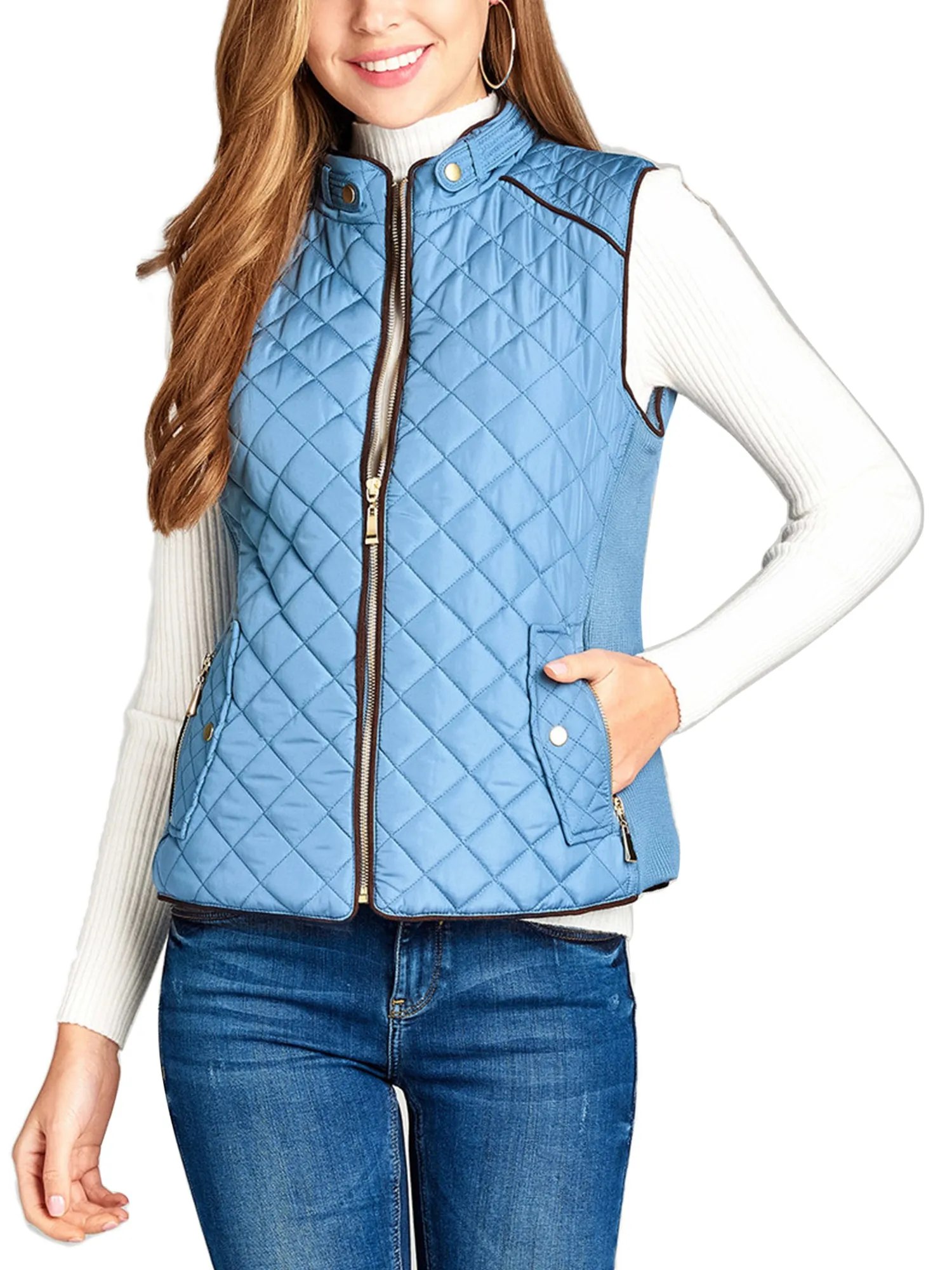 Womens Quilted Vest Fully Lined Lightweight Padded Vest Plus Size (S-3X)