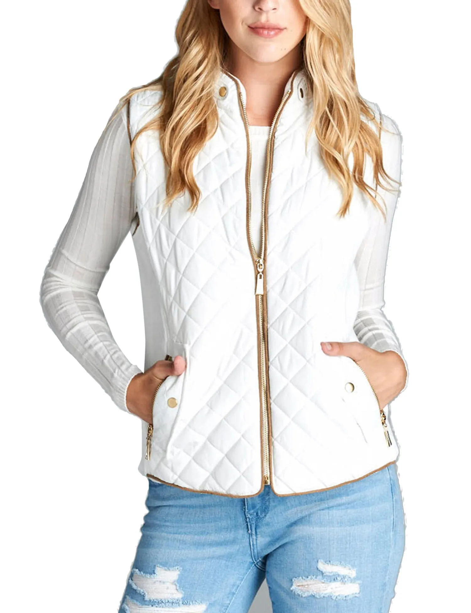 Womens Quilted Vest Fully Lined Lightweight Padded Vest Plus Size (S-3X)