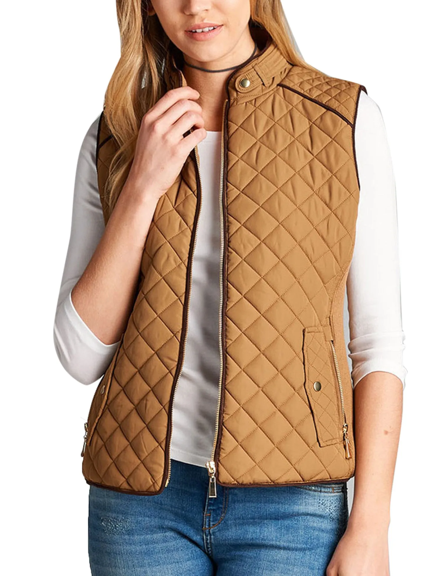 Womens Quilted Vest Fully Lined Lightweight Padded Vest Plus Size (S-3X)