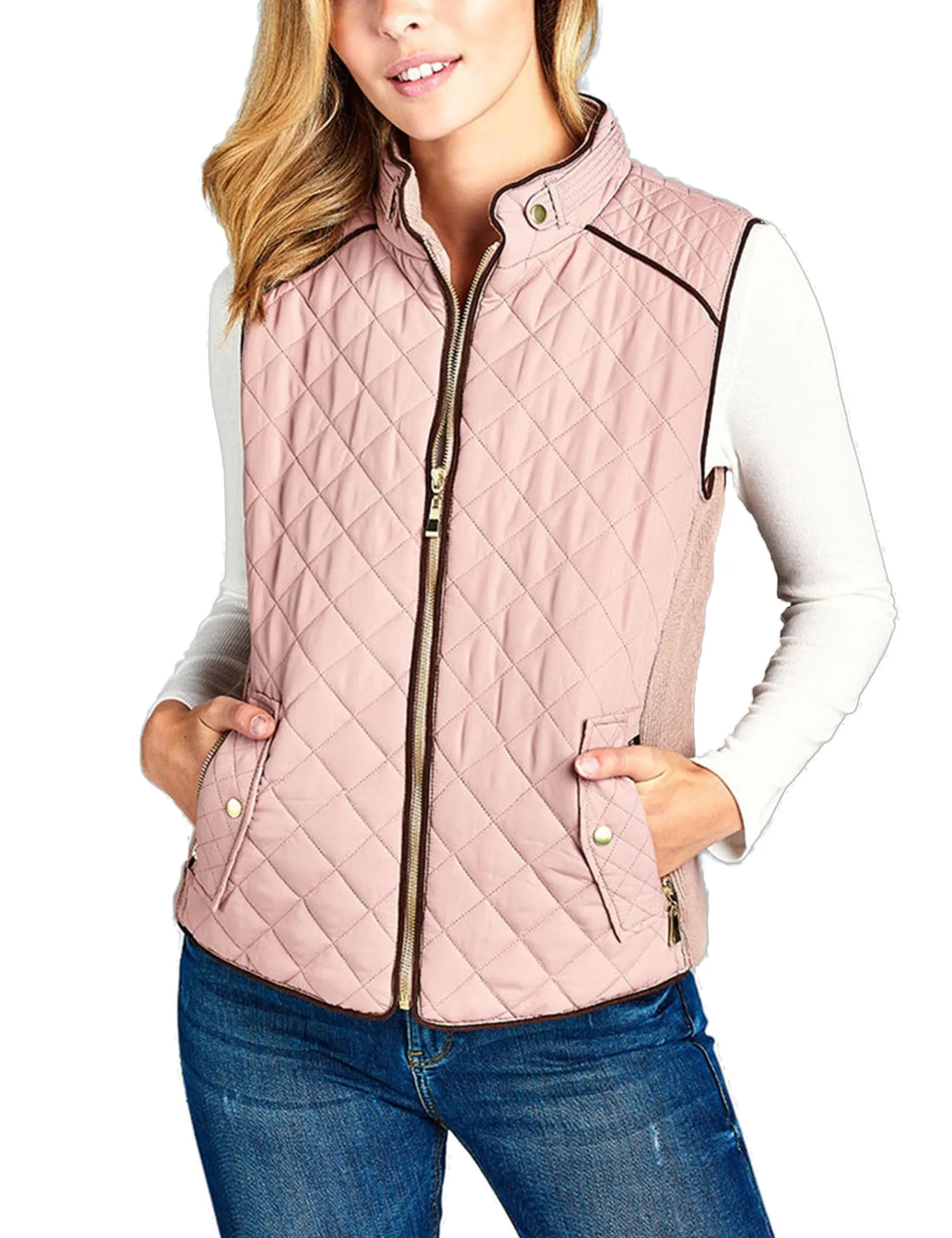 Womens Quilted Vest Fully Lined Lightweight Padded Vest Plus Size (S-3X)