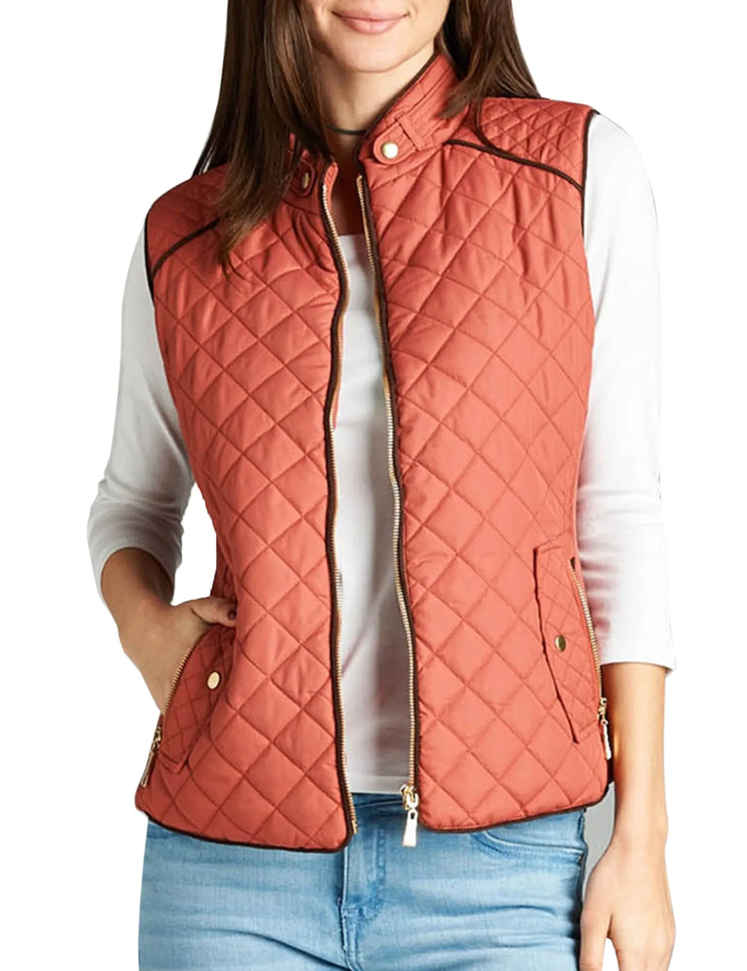 Womens Quilted Vest Fully Lined Lightweight Padded Vest Plus Size (S-3X)